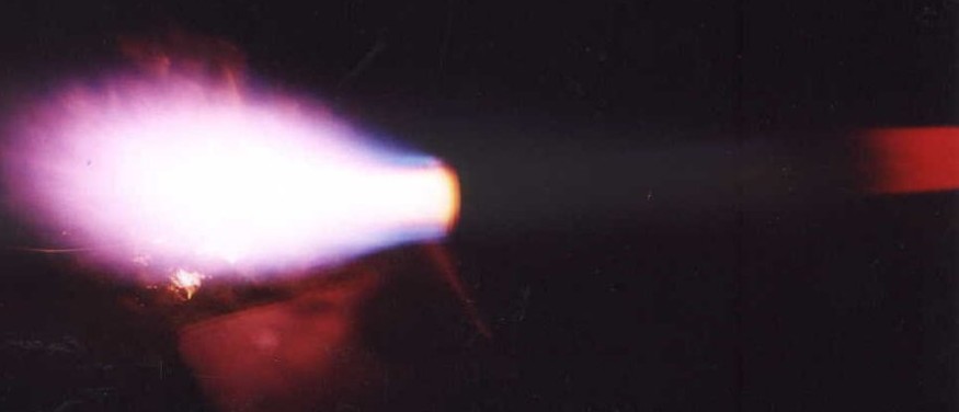 Spectacular pulsejet tail flame closeup photo (c) 2002 Pablo Becker